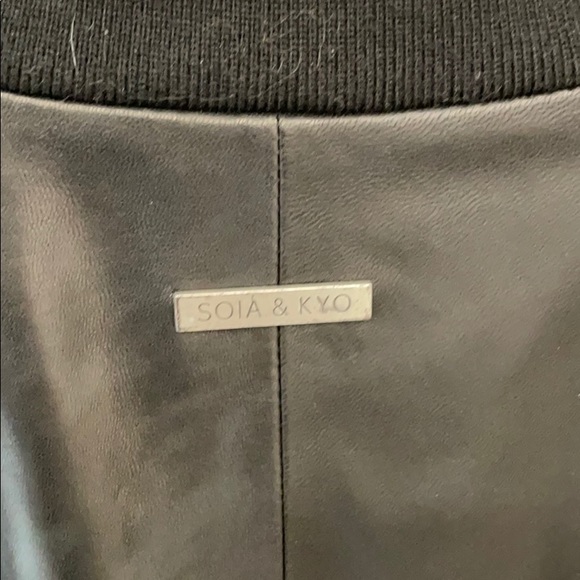 Soia & Kyo black leather bomber jacket size Small - Picture 6 of 11